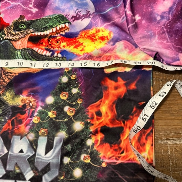 Santa Riding T-Rex Men’s S Small Crewneck Sweater with Festive Design - Picture 6 of 7